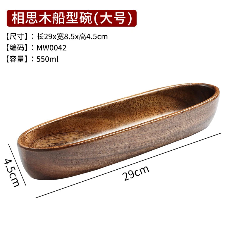 Acacia Wooden Bowl Premium   Wooden Boat-shaped Bowl