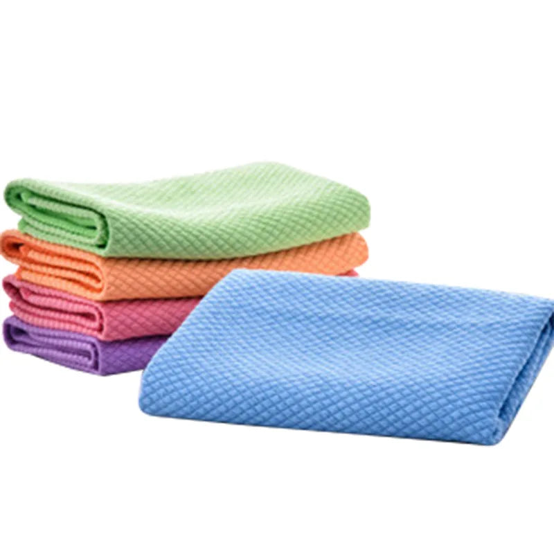 5/10pcs Dish Towels Fish Microfibre Scale Cleaning Cloth Reusable Kitchen Wipes Soft Dishcloths Lint-Free Super Absorbent Towel