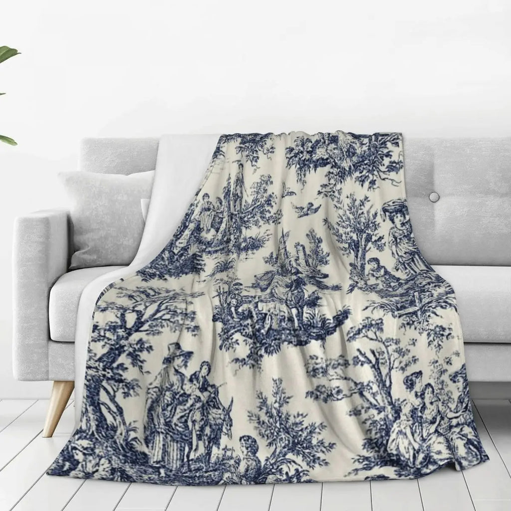 Nomades Artsy Vintage Toile De Jouy Blanket Flannel Multi-function Throw Blanket