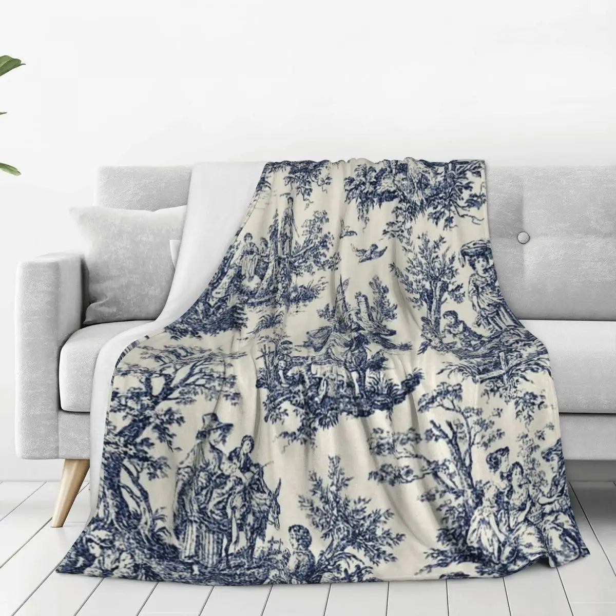 Nomades Artsy Vintage Toile De Jouy Blanket Flannel Multi-function Throw Blanket