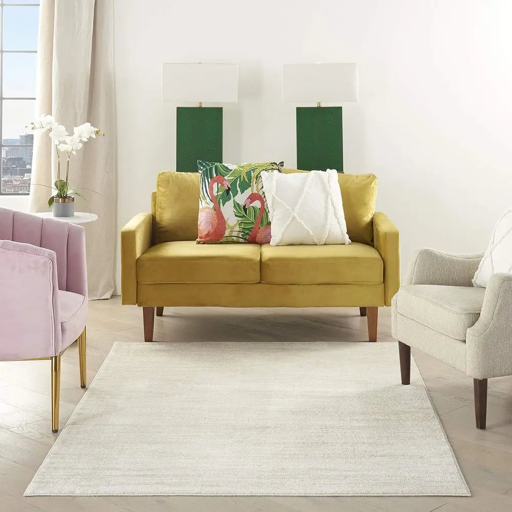 Ivory Beige 4x6 Area Rug - Low Maintenance, No Shedding