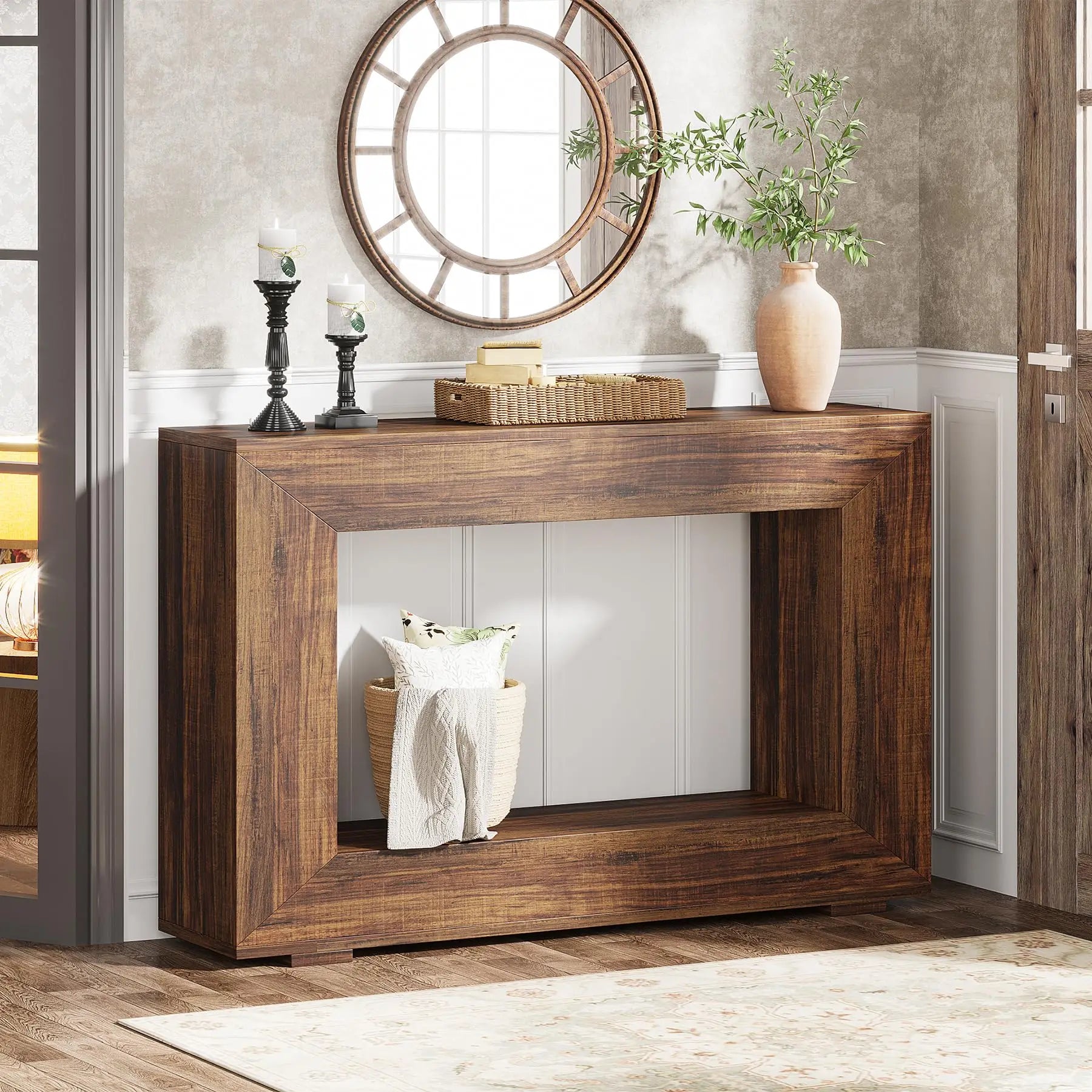 Tribesigns 47" Farmhouse Console Table with Storage,