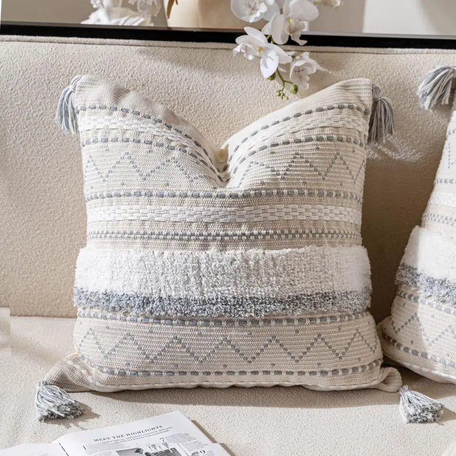 Gray Decorative Throw Pillow Cover 20x20 Combo Set of 2
