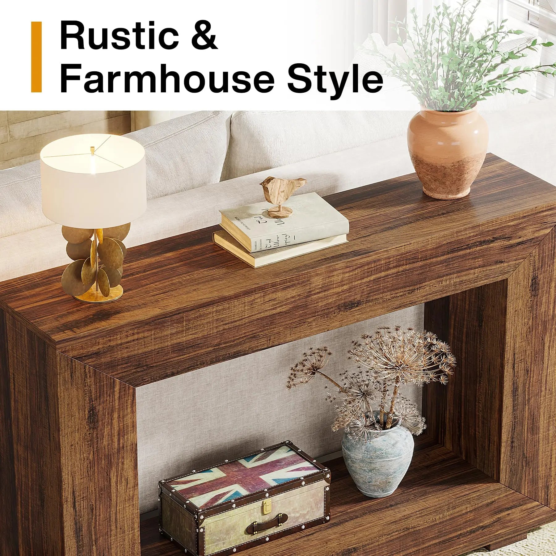 Tribesigns 47" Farmhouse Console Table with Storage,