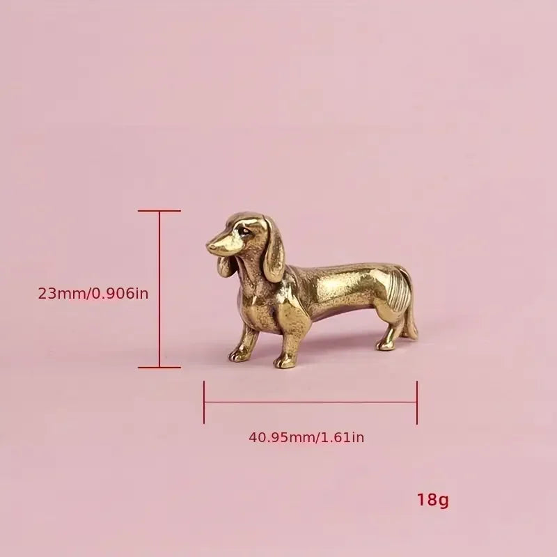 Copper Dachshund Statue Vintage Brass Figurine