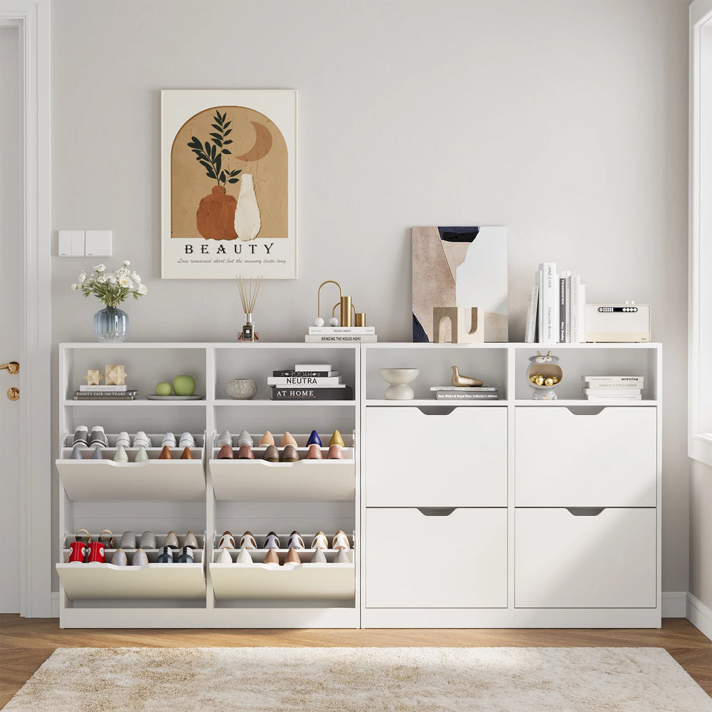 VOWNER Shoe Storage Cabinet with 4 Flip Drawers, Freestanding Shoe Cabinet