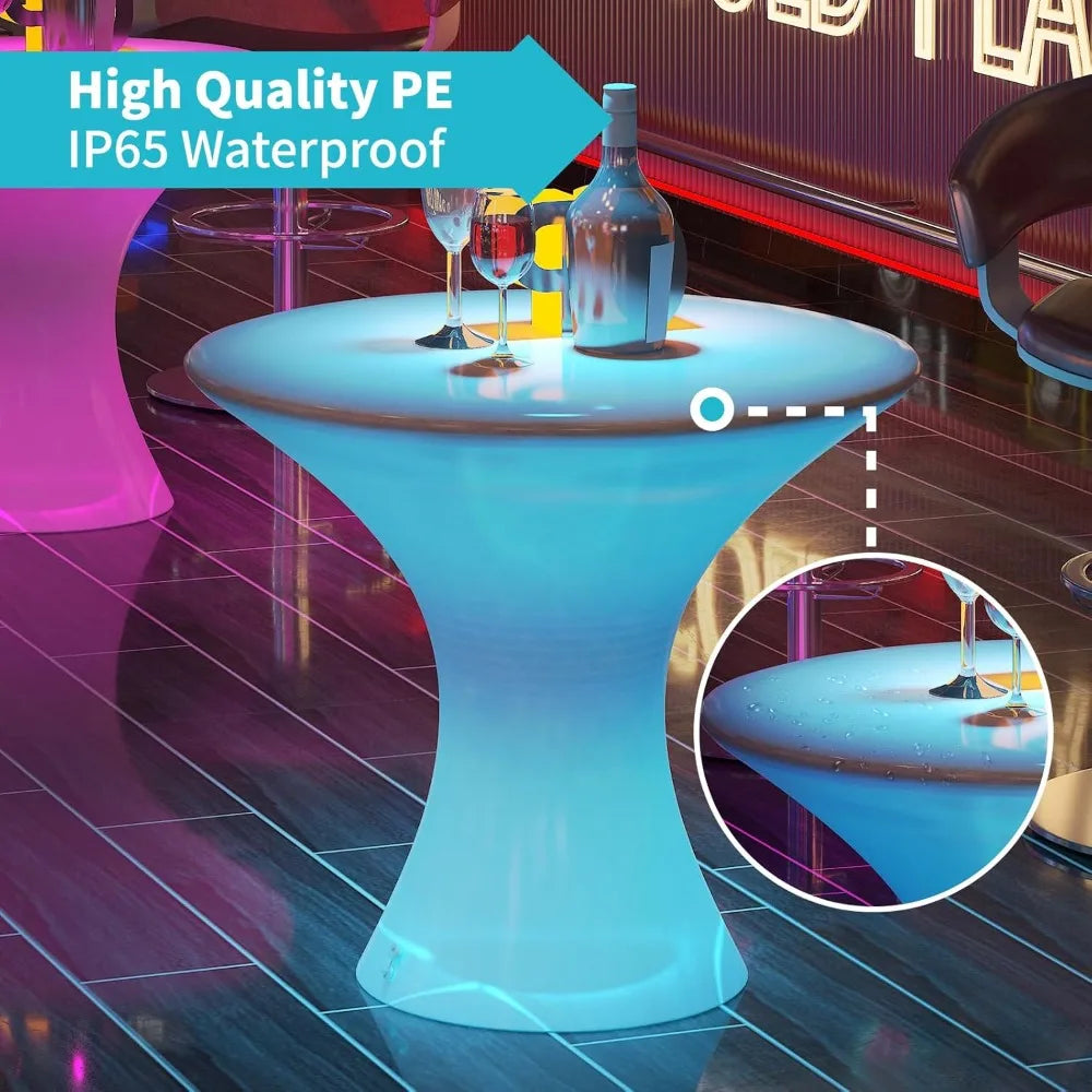 18" LED Cocktail Table with Remote, 16 RGB Colors, Waterproof Light