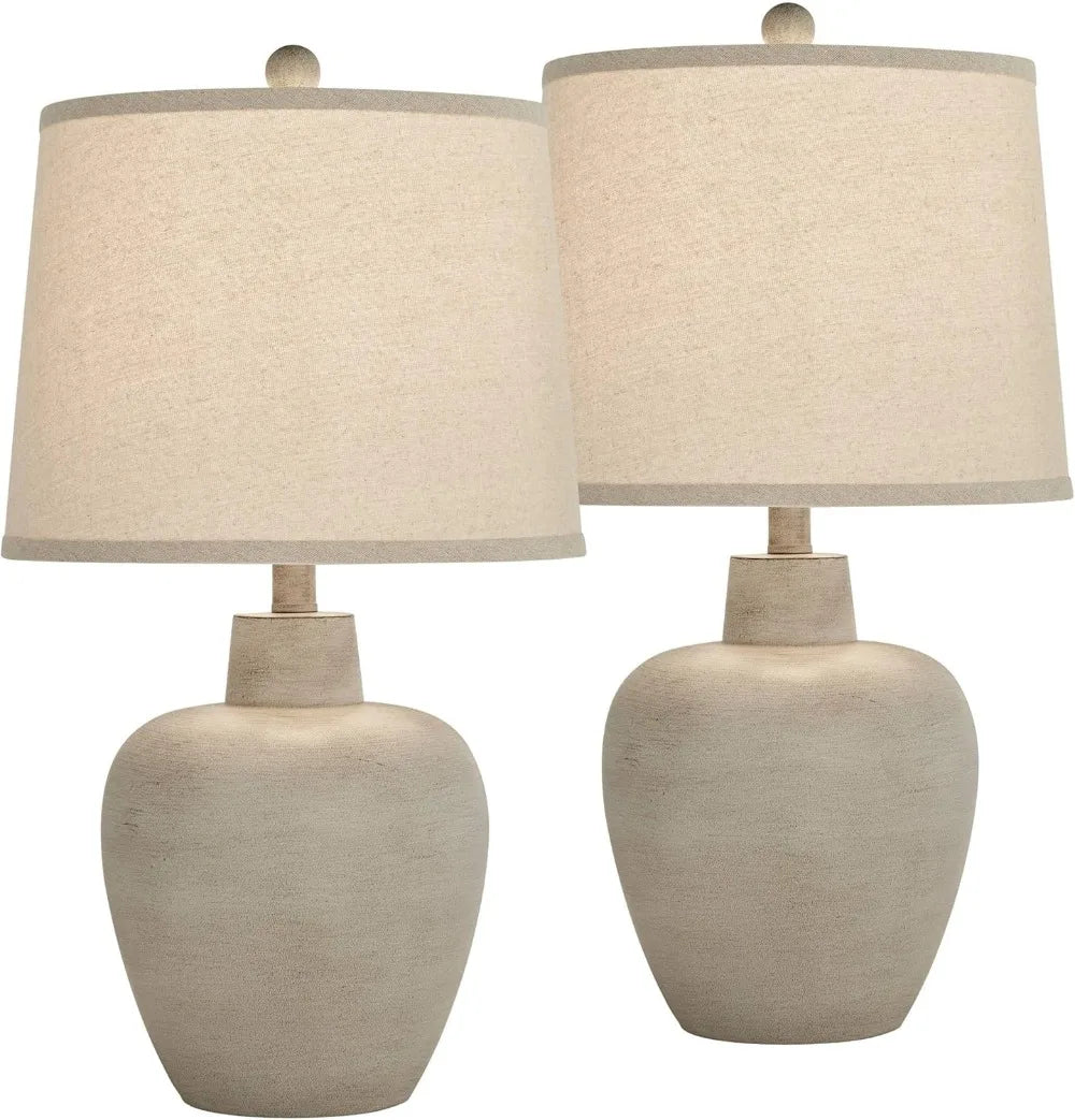 Set of 2 Southwest Style Table Lamps, 23.5" High, Fabric Shad