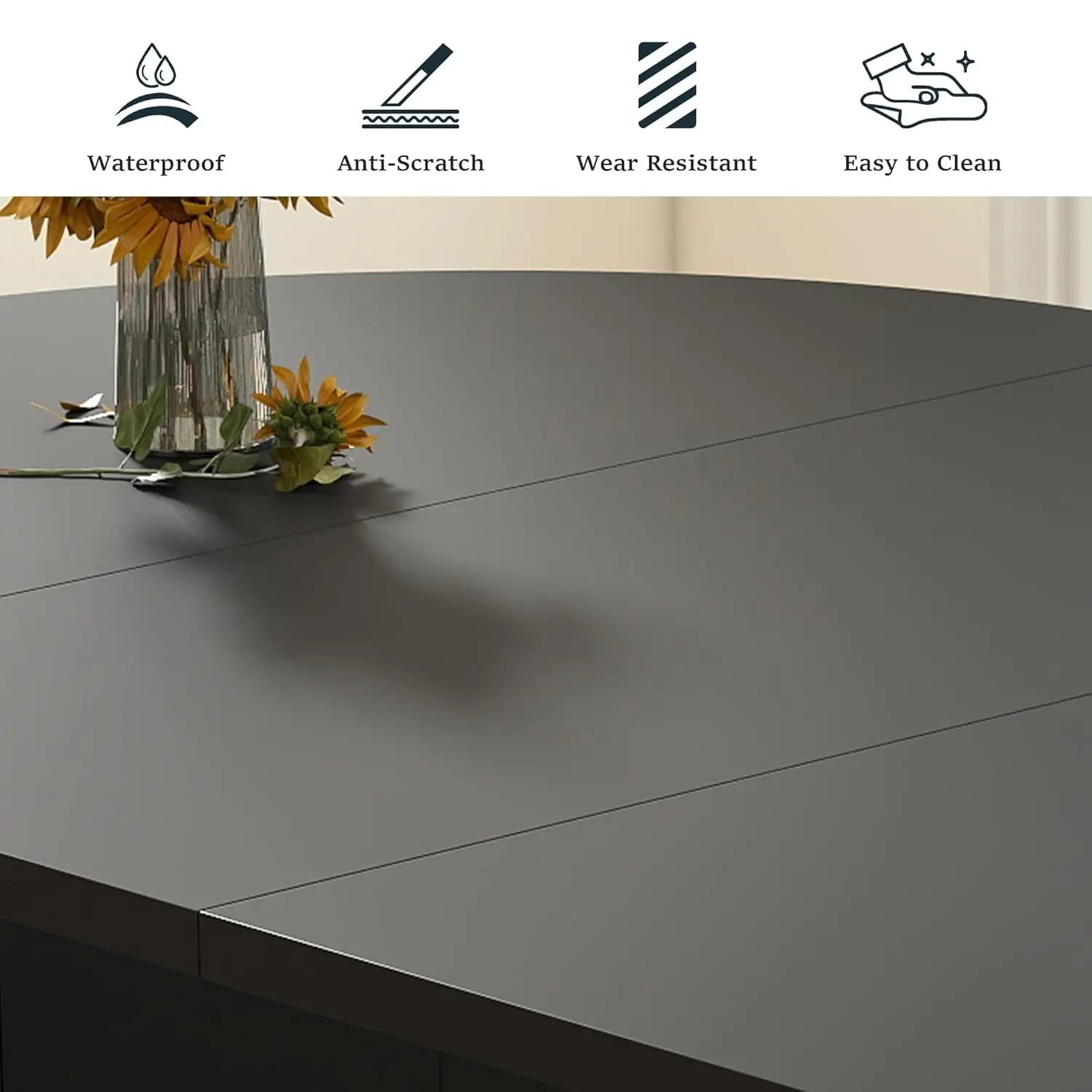 Extendable Dining Table 41-78in Seats 4-8 Round Expandable Kitchen Fluted Base Customized