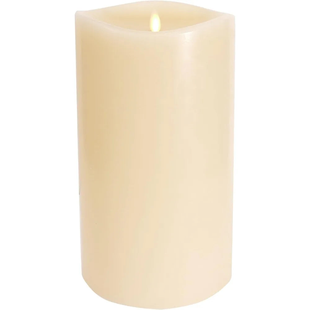 Grand Pillar Flameless LED Candle, Ivory 6.25 x 10.6, Battery Operated Real Wax with Timer, Moving Flame, Realistic Unscented