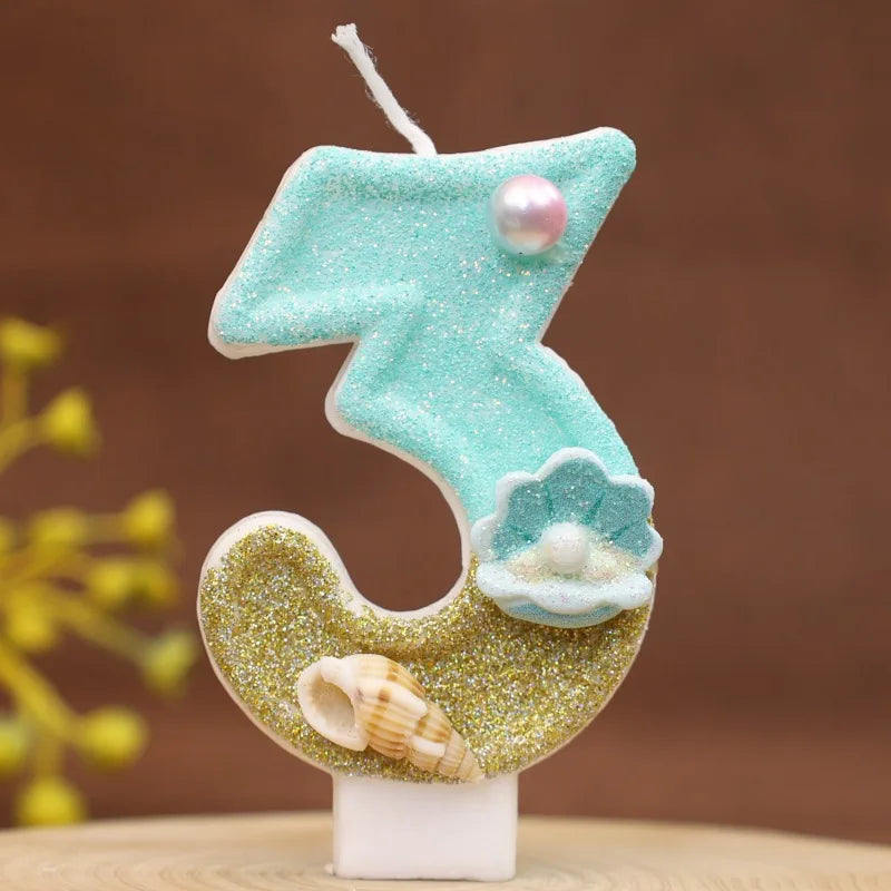 Digital Birthday Candles Beach Ocean Birthday Cake Party Decorative