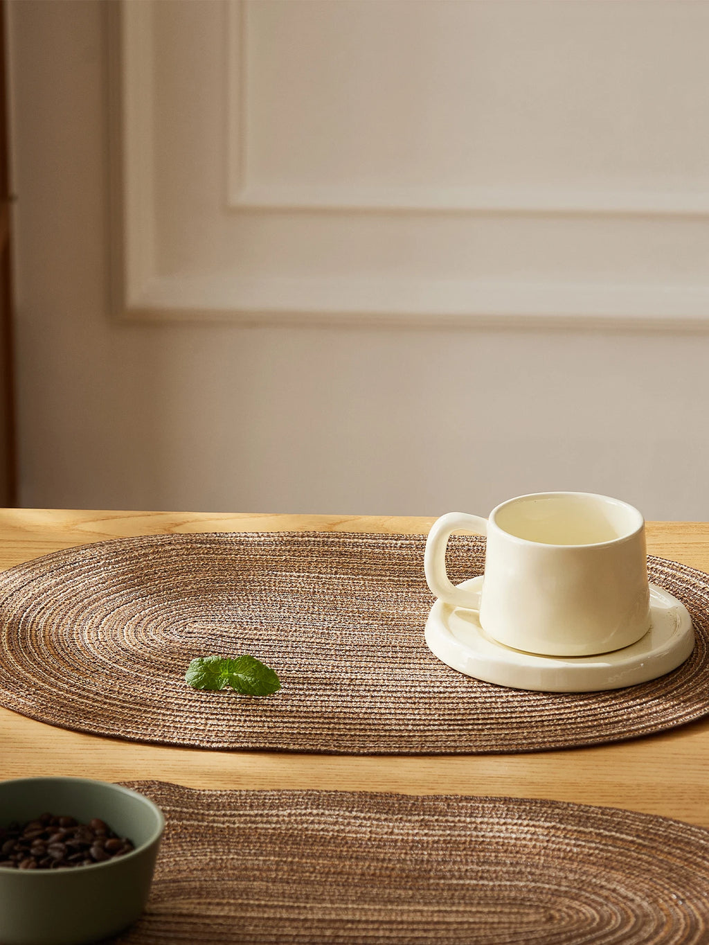 4PCS/set Oval Rop Cotton Braided Table Place Mats Braided Non-Slip