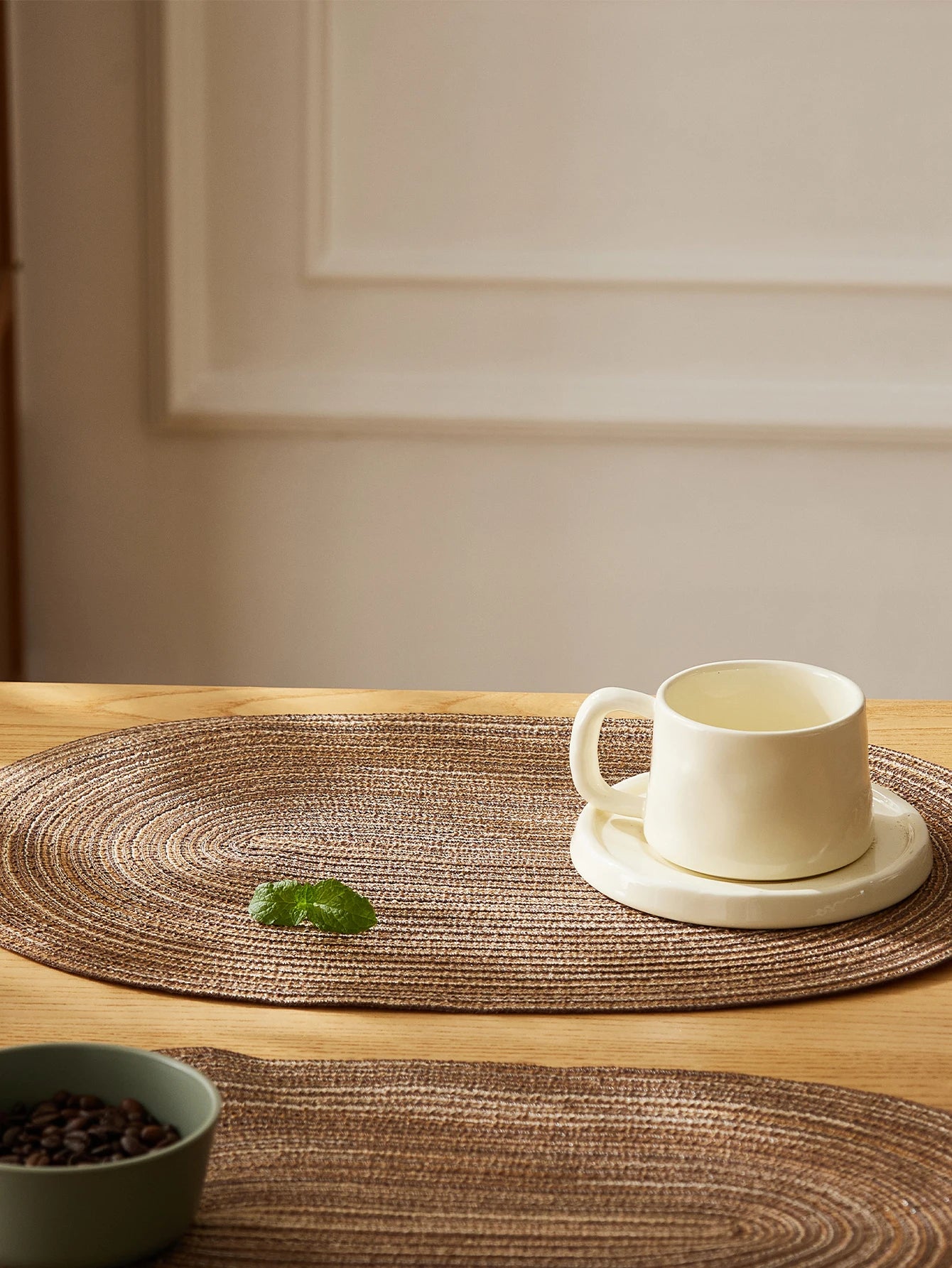 4PCS/set Oval Rop Cotton Braided Table Place Mats Braided Non-Slip