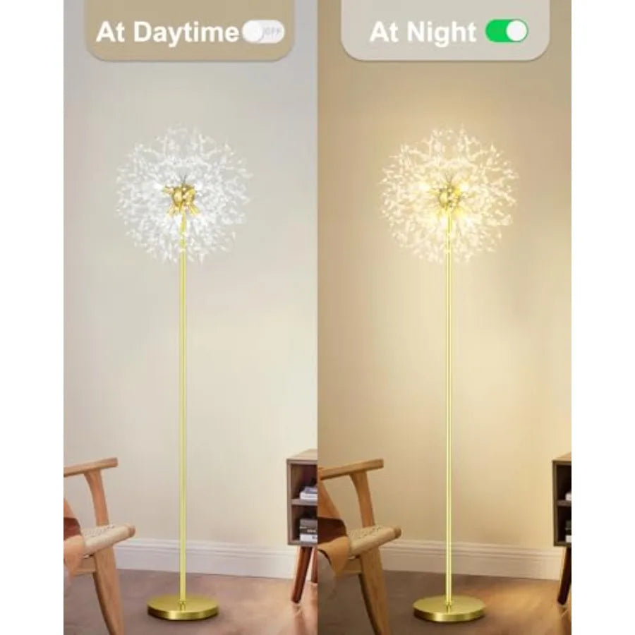 Crystal Floor Lamp for Living Room Standing Lamp with On/Off Foot SwitchGold Floor Lighting with 576 PCS K9 Crysta