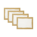 Metallic Brushstroke Modern Linen Blend Placemat Set, 14 Inches x 20 Inches, Set of 4, Ivory and Gold