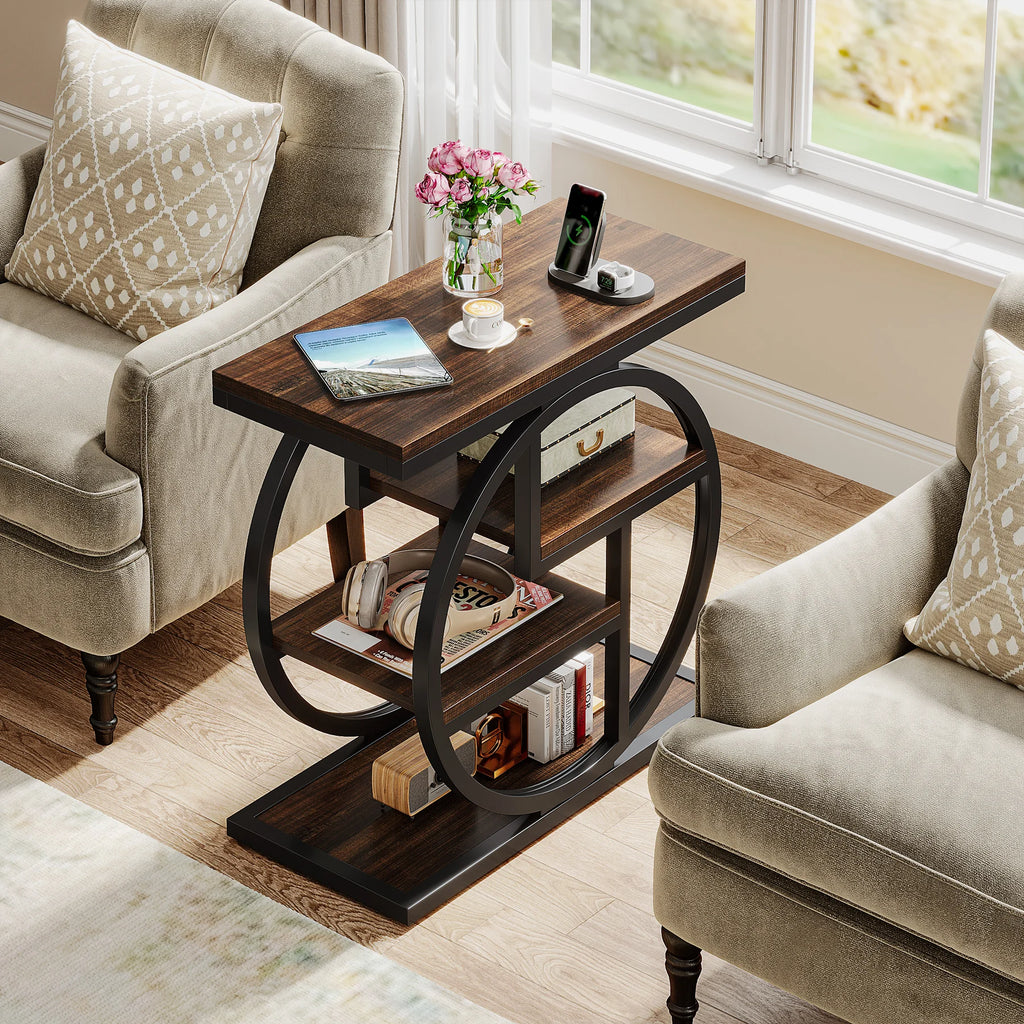 Tribesigns End Table , 4-Tier Narrow