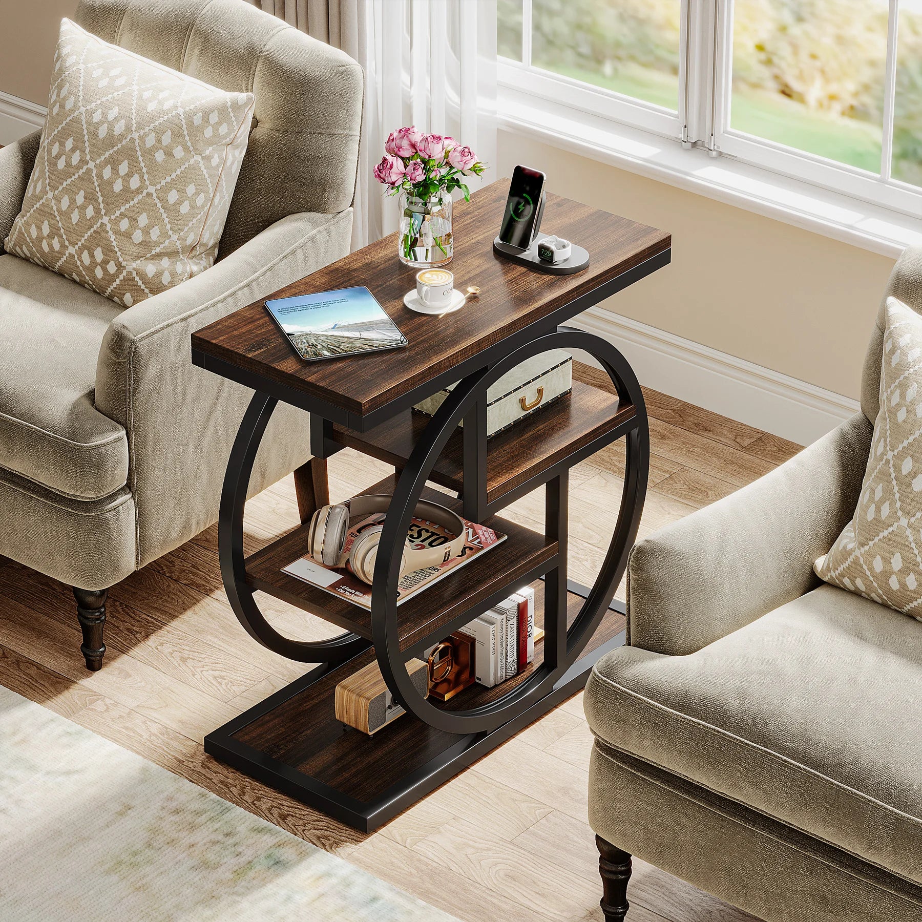 Tribesigns End Table , 4-Tier Narrow