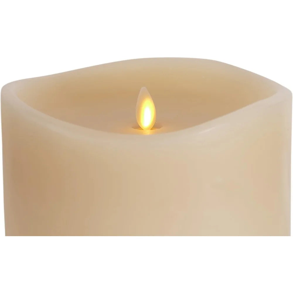 Grand Pillar Flameless LED Candle, Ivory 6.25 x 10.6, Battery Operated Real Wax with Timer, Moving Flame, Realistic Unscented