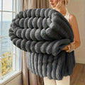 ROSEKIND Blankets 3 Size for Bed, 300GSM Soft & Warm Fleece Throw, Decorative and striped flannel fleece blanket