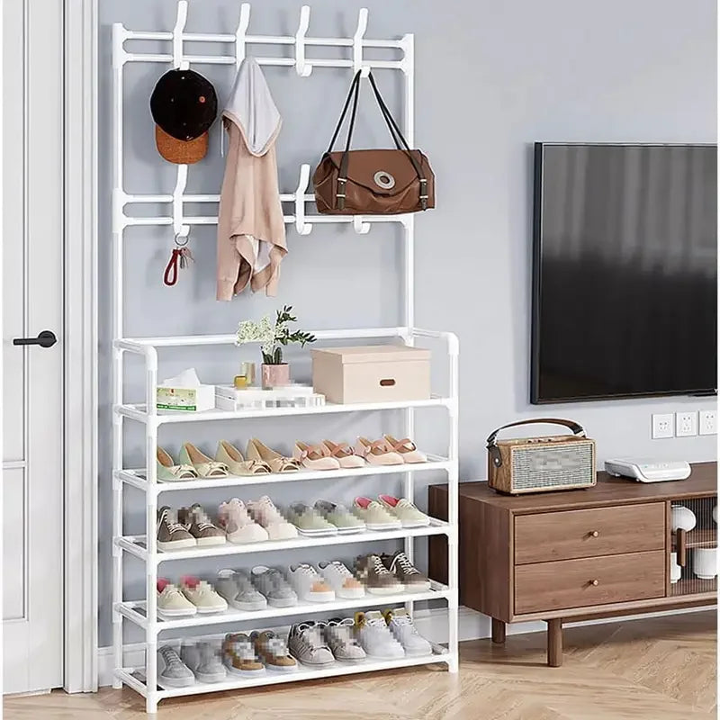 Hat rack, 5-layer multifunctional metal hook with 8 double hooks - space saving