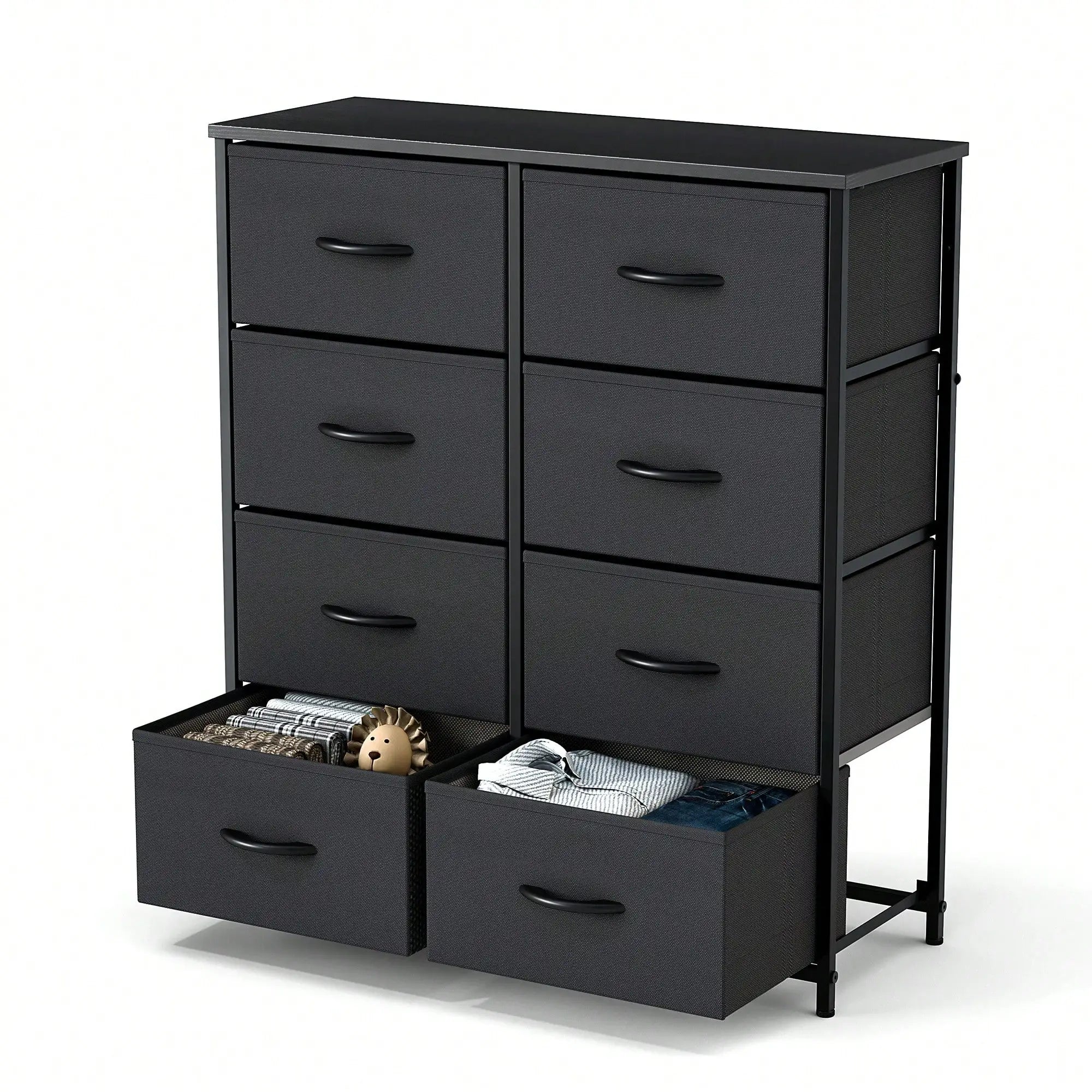 Tall Dresser With 8 Fabric Drawers Organizer Units, Chest Of Drawers