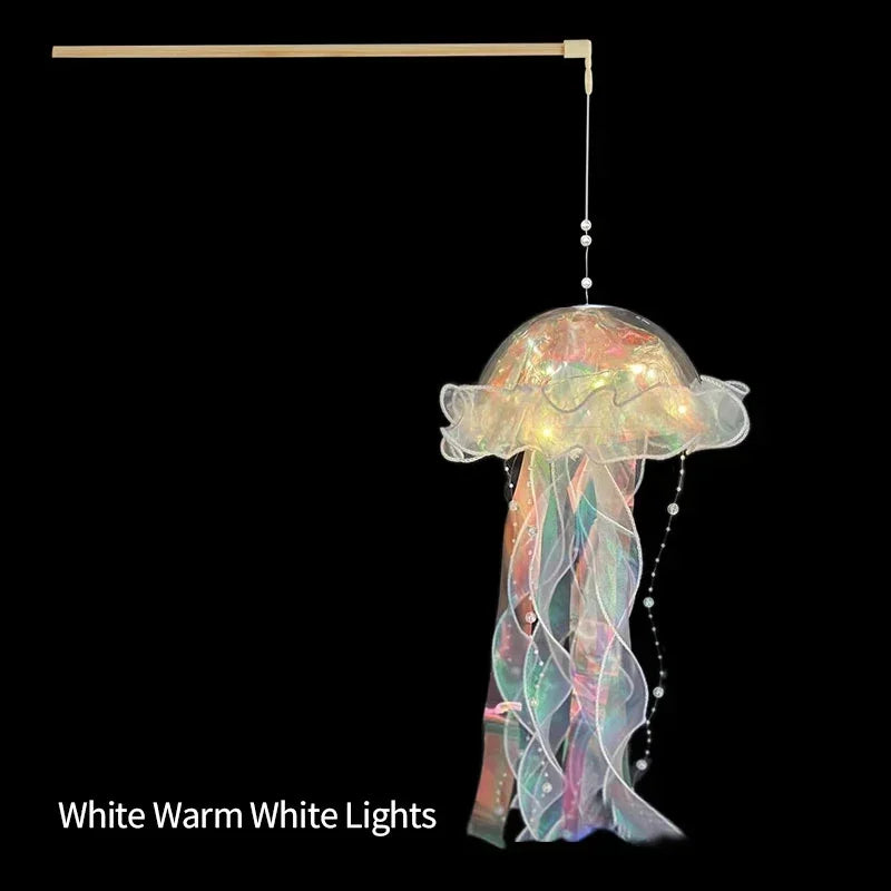 Jellyfish Lamp Portable Lantern Kids Children Bedroom Hanging Night Light Under The Sea Colorful Mermaid Ocean Party Home Decor
