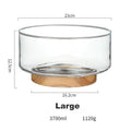 Glass Fruit Bowl Fashionable Brief Salad Plate Wood Base Snacks Nuts Storage Bowls Home