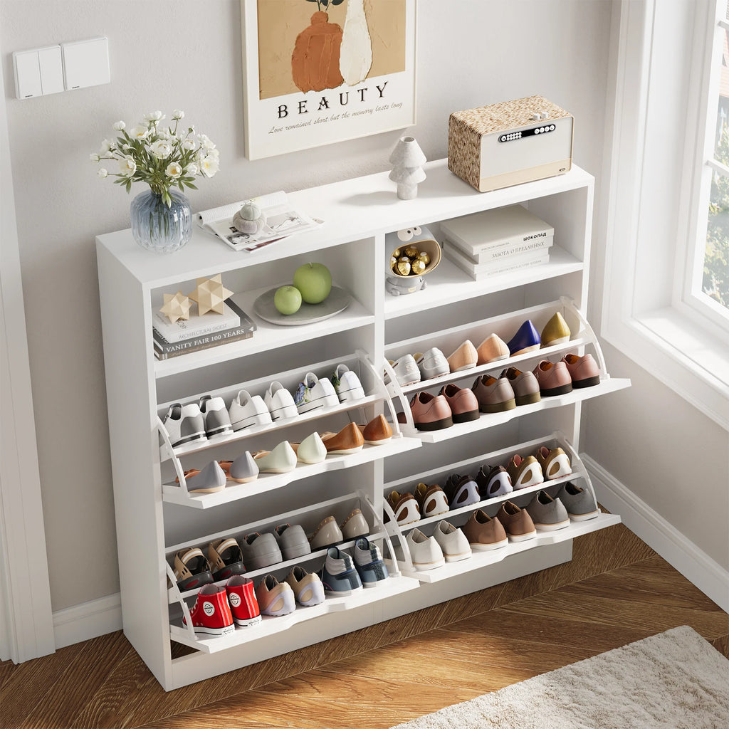VOWNER Shoe Storage Cabinet with 4 Flip Drawers, Freestanding Shoe Cabinet