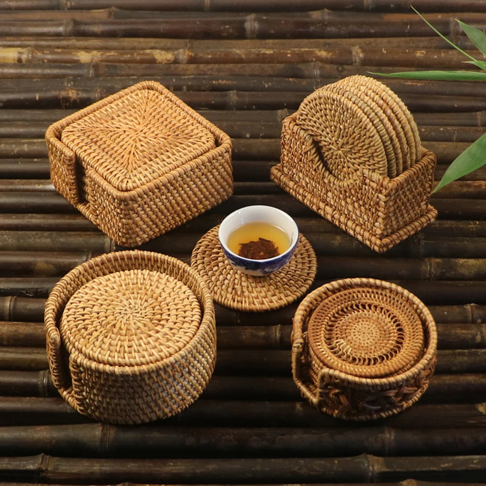 Table Protectors Rattan Coasters Dining Table Setting Natural Materials