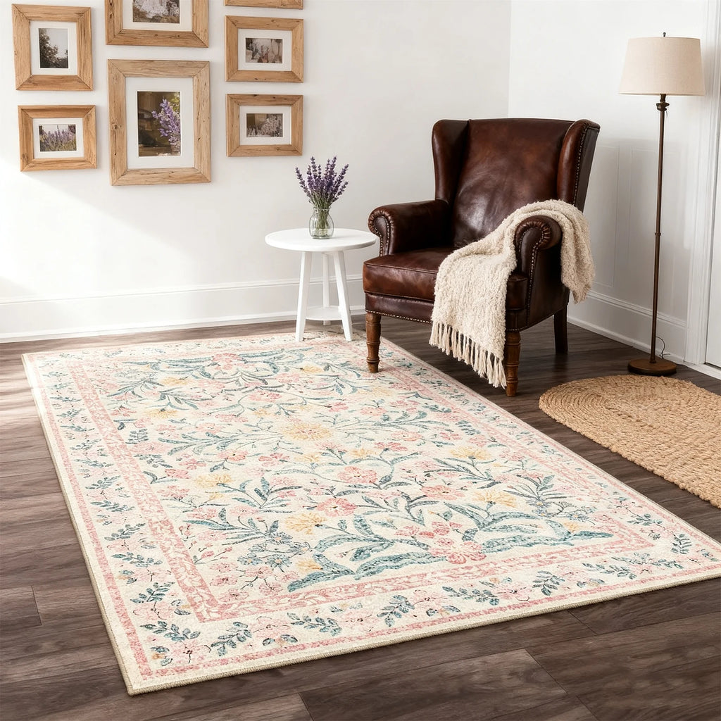 5X7 Area Rugs for Living Room, Machine Washable Non Slip Vintage Rugs