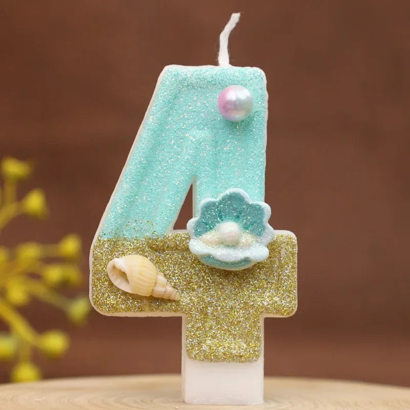 Digital Birthday Candles Beach Ocean Birthday Cake Party Decorative