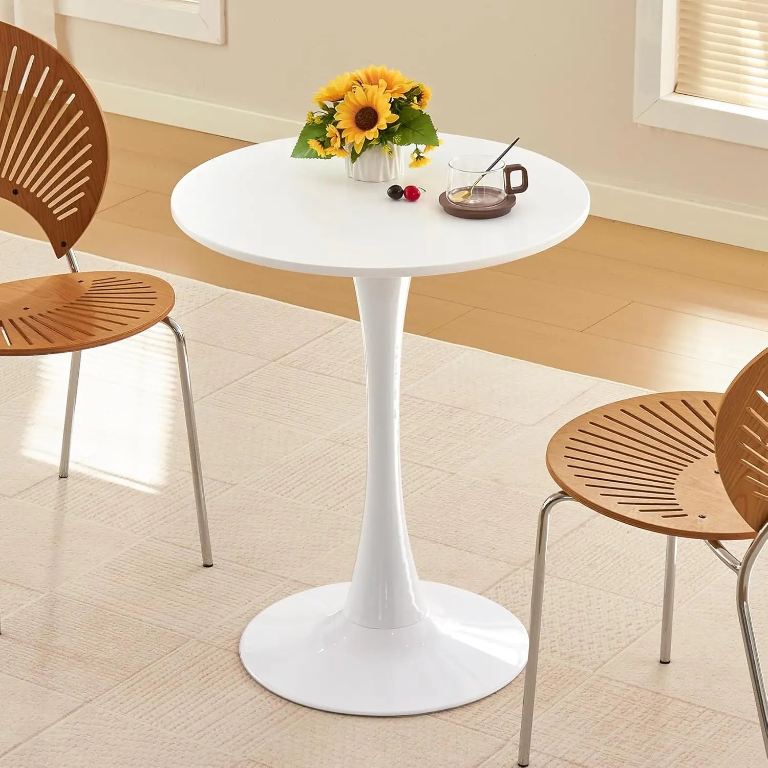 Round, 24" Circle Tulip Table with Thickened Tabletop & Metal Pedestal, Customized