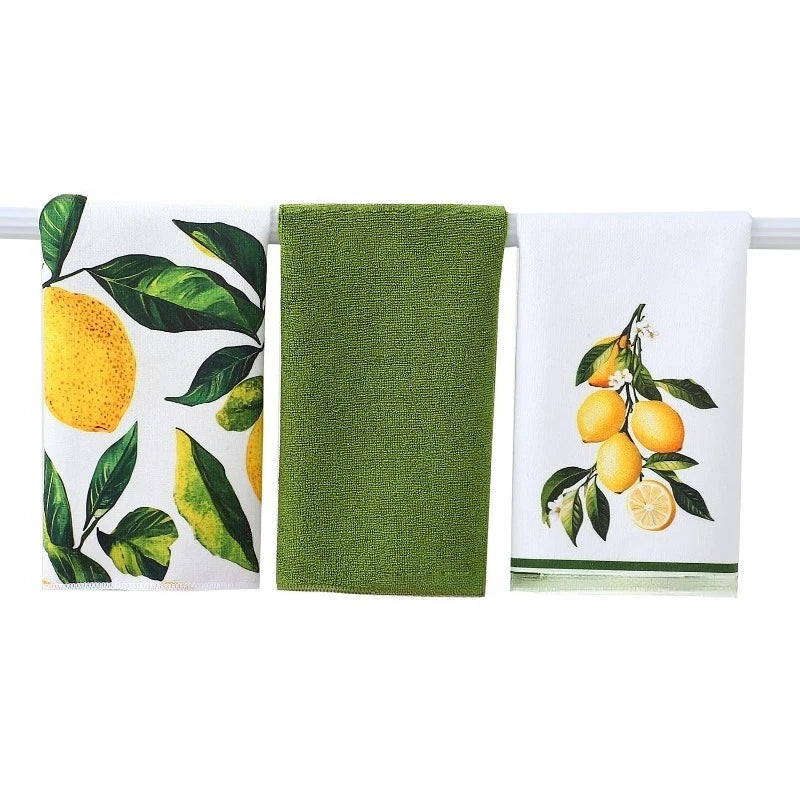 56CMx36CM Lemon Print Kitchen Dish Towel Absorbent Kitchen Towels Quick Drying Dish Cloth for Kitchen Cooking Cleaning Decor