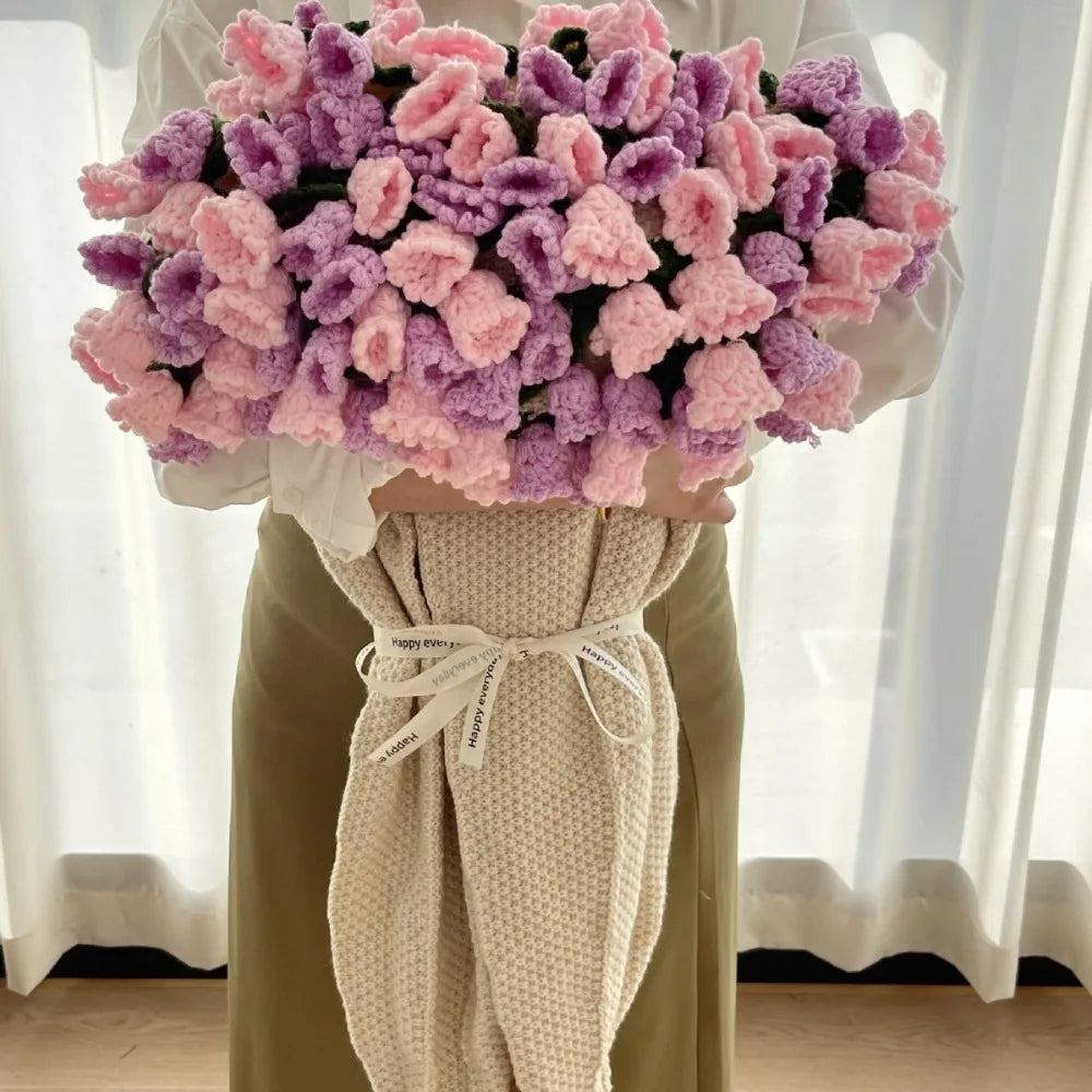 Crochet Rose Bouquet Blanket Fashion Finished Flower Bouquet Blanket Sunflower Carnation DIY Craft Knitted Blanket