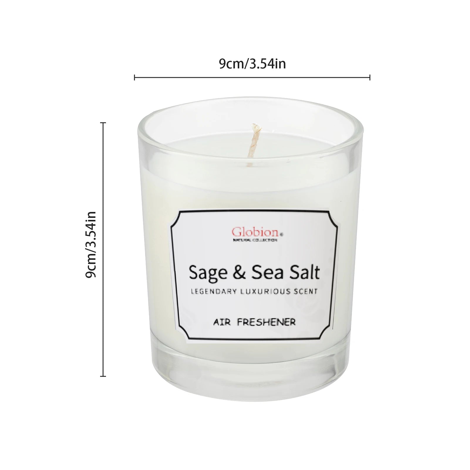 Scented Candle Sage and Sea Salt Aromatherapy Candle Glass Jar + Lid 7oz 45 Hours Burn Time