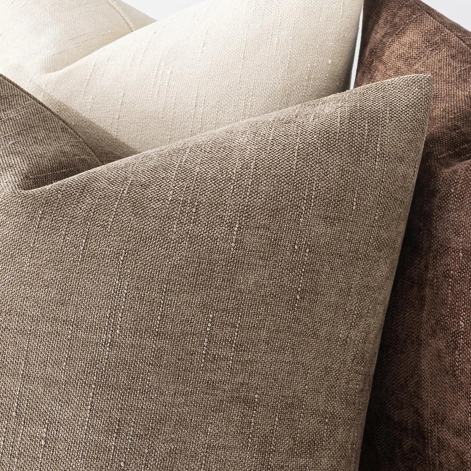 Soft Chenille Throw Pillow Covers, Neutral Farmhouse Style, 20x20 Pack of 2