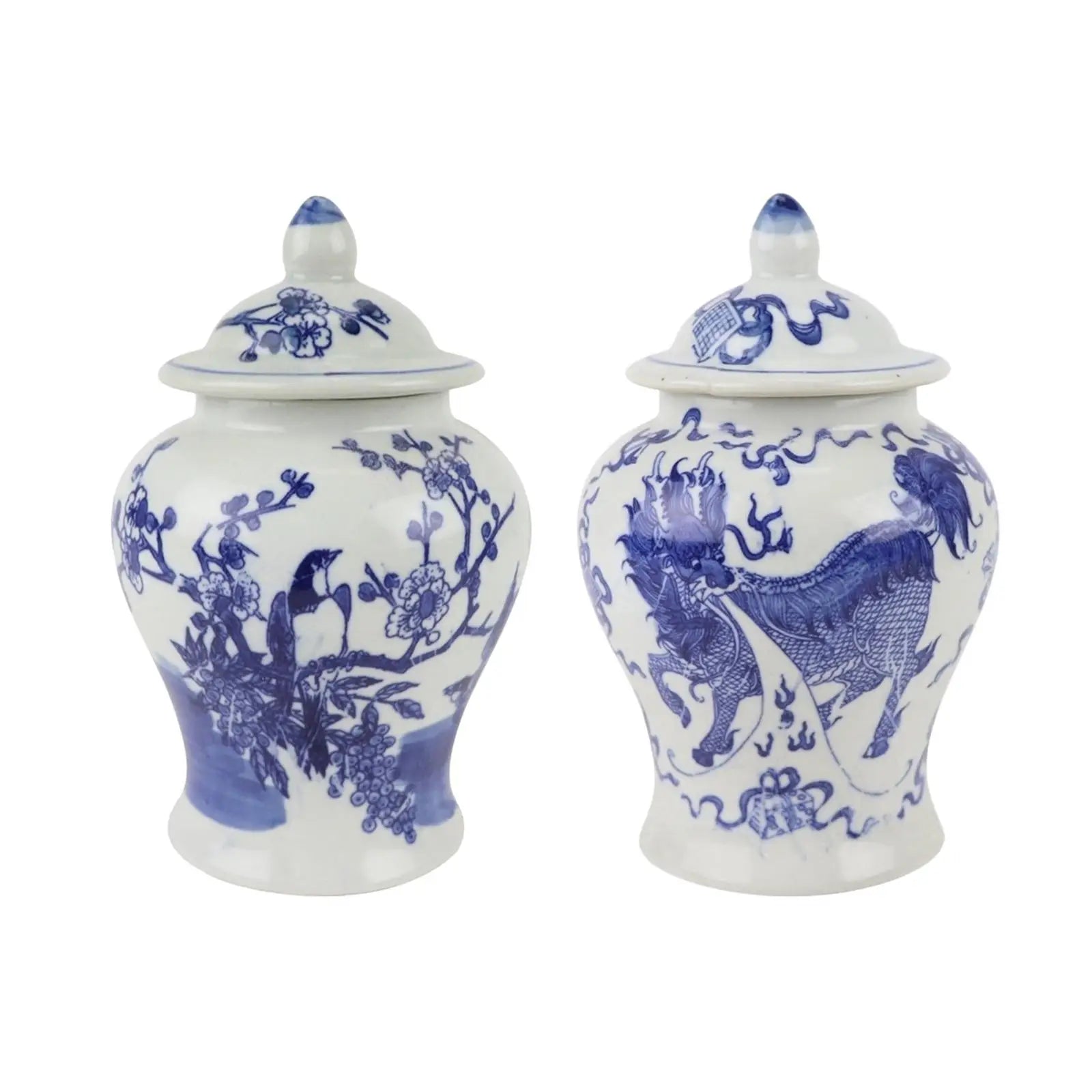 Blue and White Ginger Jar Ceramic Storage Ja