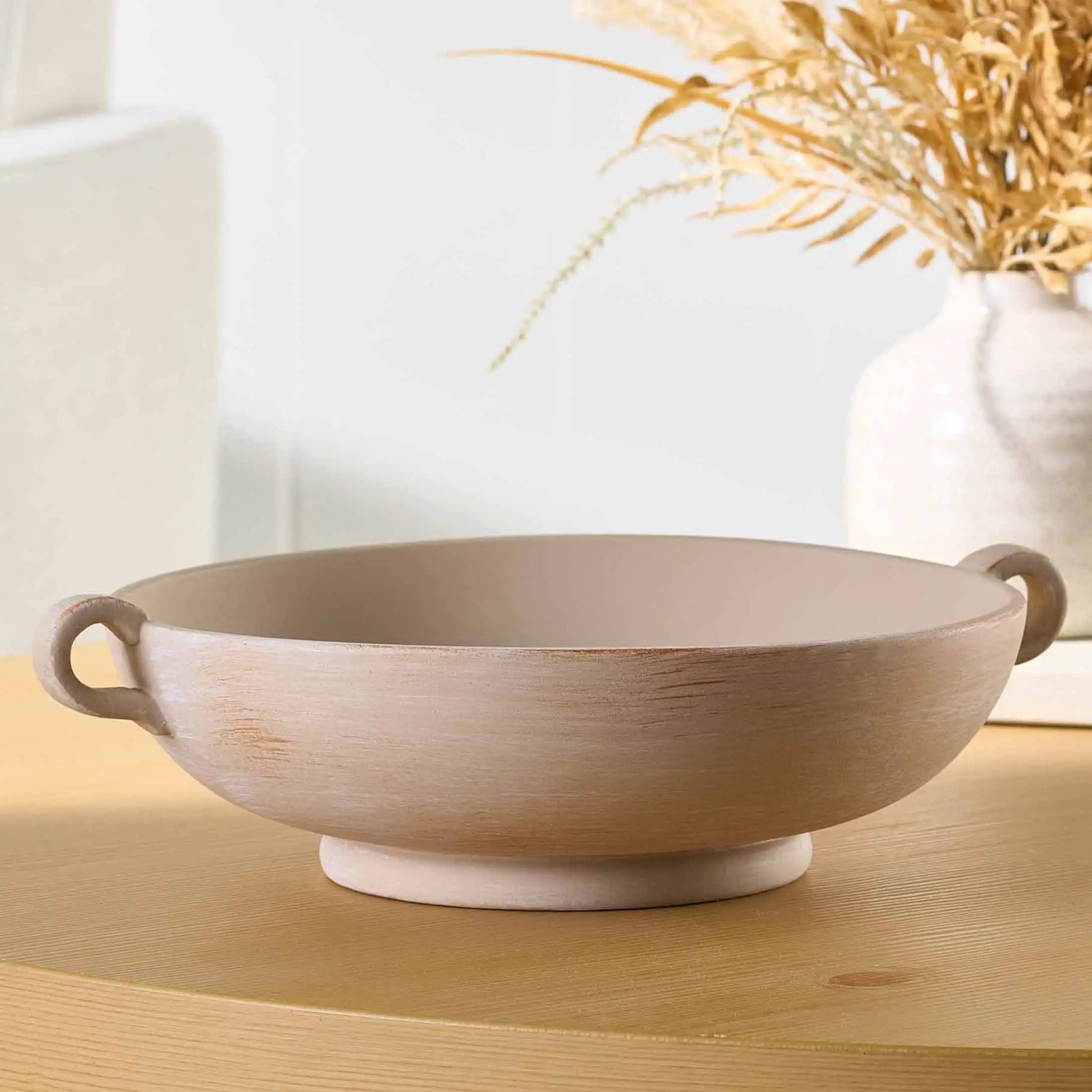 9.75" Ceramic Low Stone Distressed Bowl, Taupe, ramen bowl, ceramic bowl, glass bowl, bowl set