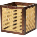 Rattan Storage Cubes Wooden Storage Baskets Boxes Decorative Natural Handmade Solid Wood Woven Wicker Cane