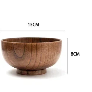 Japanese Style Wooden Bowl Jujube WoodenRound Rice Tableware