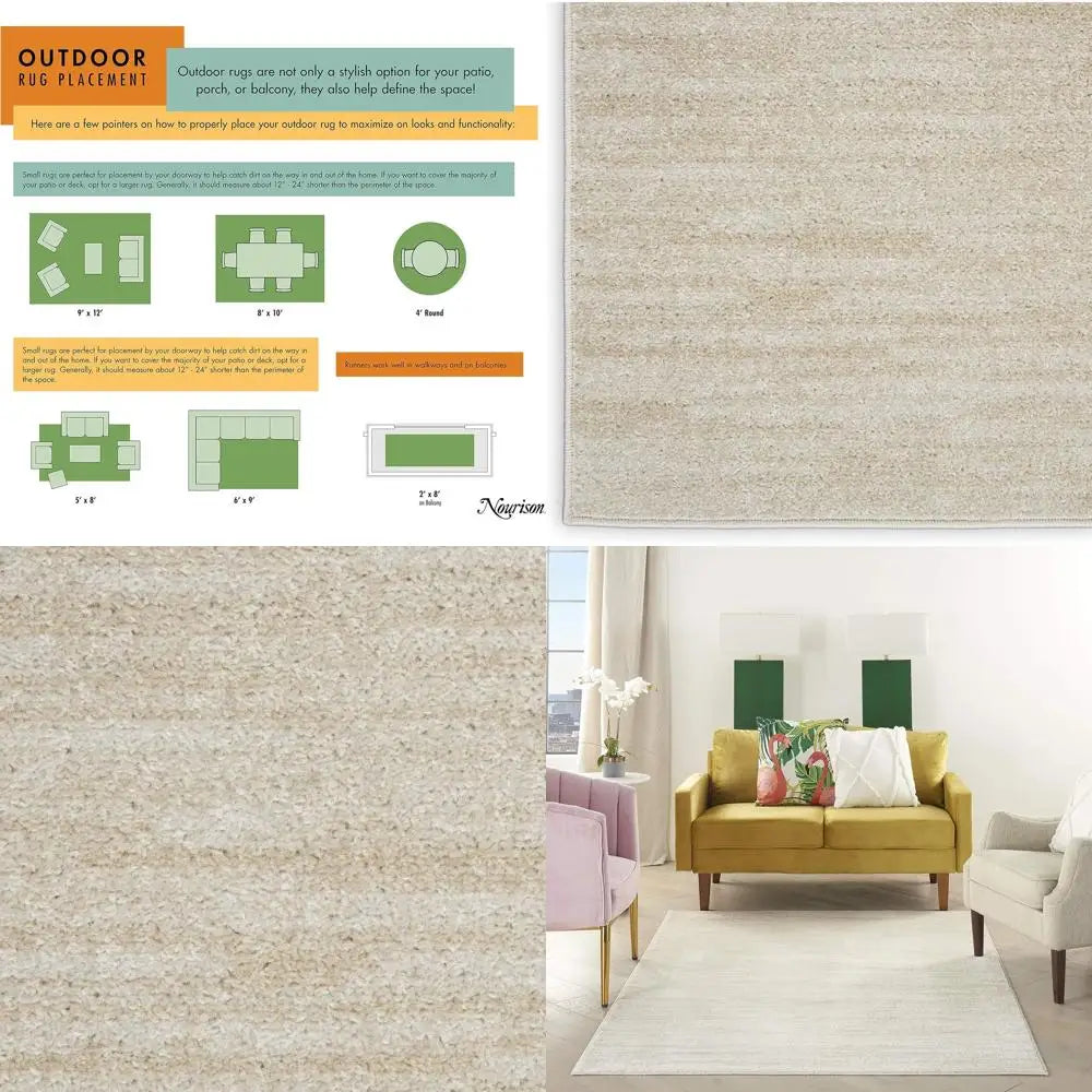 Ivory Beige 4x6 Area Rug - Low Maintenance, No Shedding