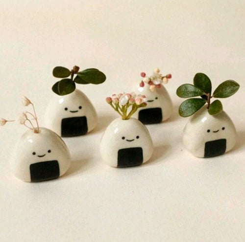 1-10PCS Mini Flower Vase Cute Rice Ball Ceramic Bud Vases Onigiri Hydroponic