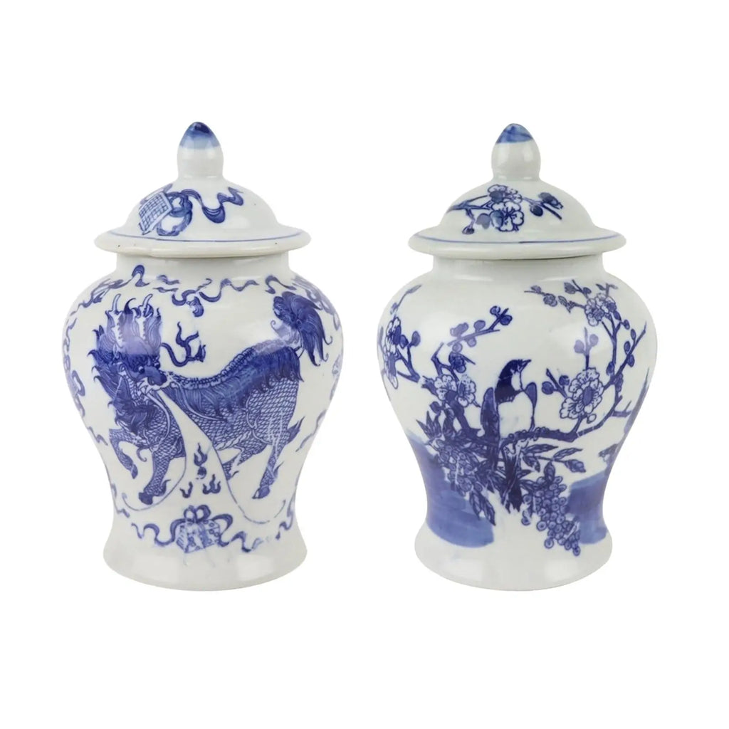 Blue and White Ginger Jar Ceramic Storage Ja