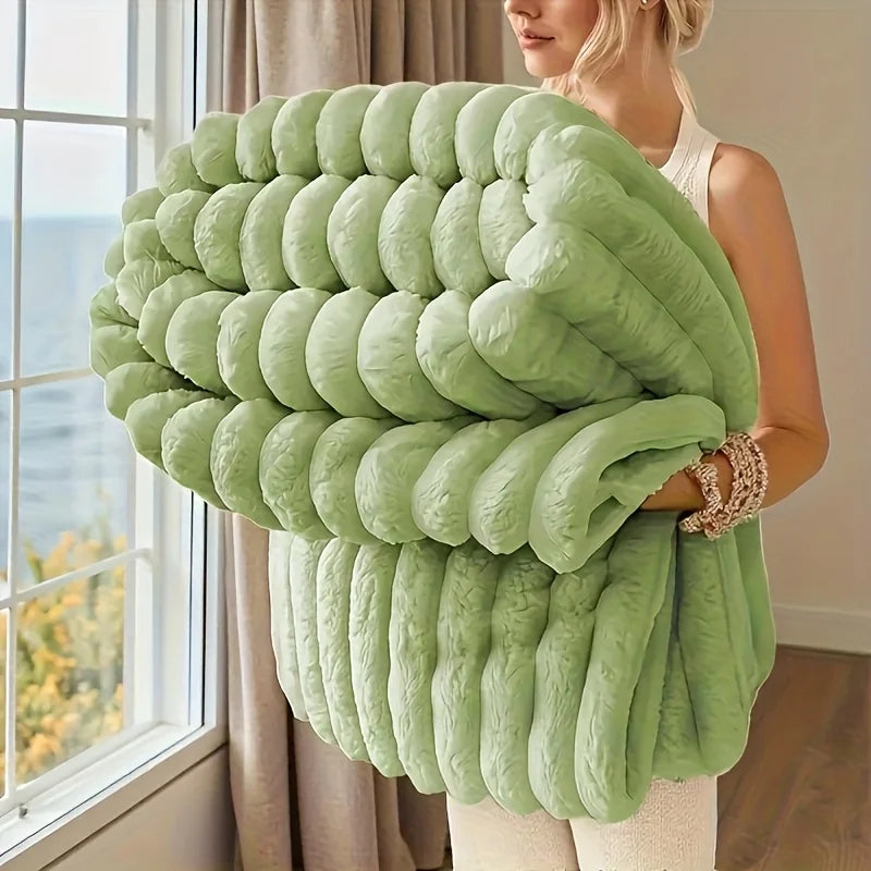ROSEKIND Blankets 3 Size for Bed, 300GSM Soft & Warm Fleece Throw, Decorative and striped flannel fleece blanket