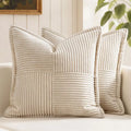Decorative Euro Sham Throw Pillow Covers for 22x22 Inch Set of 2 Beige