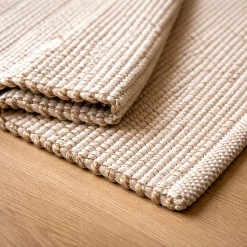 Hand Woven Jute Cotton Farmhouse Area Rug for Living Room -  (8' x 10' Natural)
