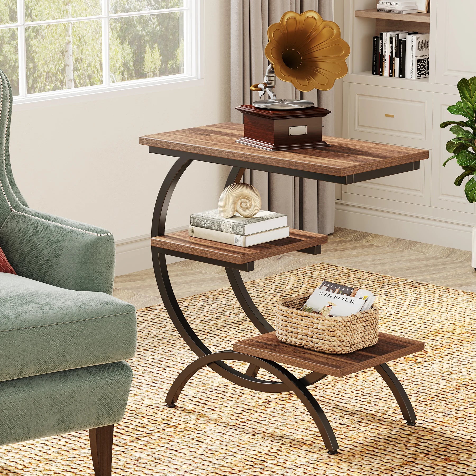 Tribesigns C-Shaped d Table,Wood