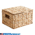Natural Hyacinth Basket with Lid Storage Organizer Handmade Woven BaskeStorage