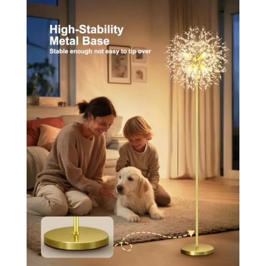 Crystal Floor Lamp for Living Room Standing Lamp with On/Off Foot SwitchGold Floor Lighting with 576 PCS K9 Crysta