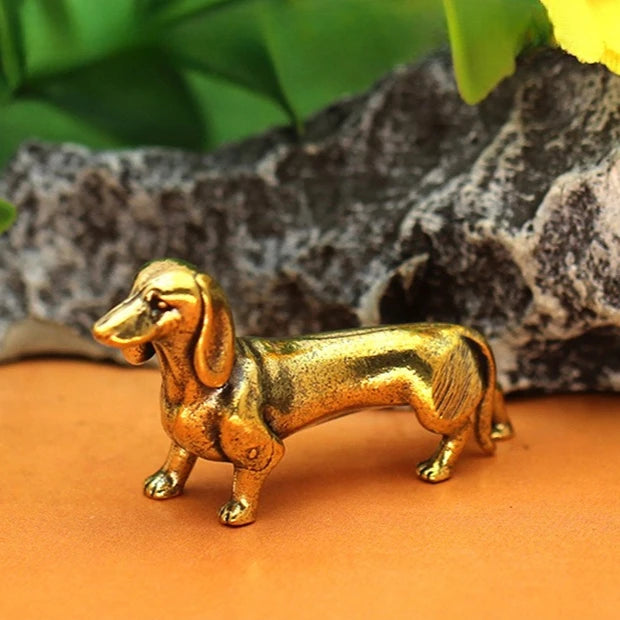 Copper Dachshund Statue Vintage Brass Figurine
